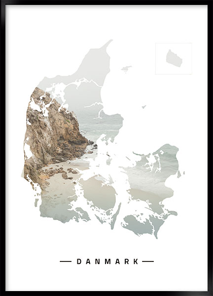 Plakat - Danmarkskort no2