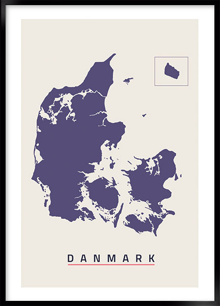 Plakat - Danmarkskort no4