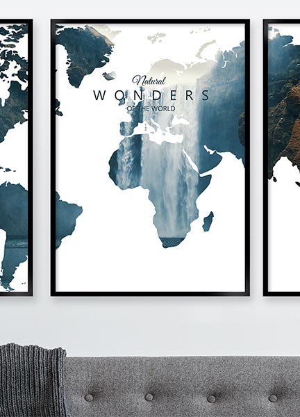 Plakat - Verdenskort wonders